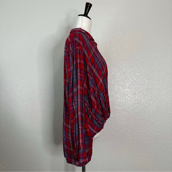 Abercrombie & Fitch Red Plaid Flannel Long Sleeves Wrap Shirt, Sz Small - Picture 6 of 12